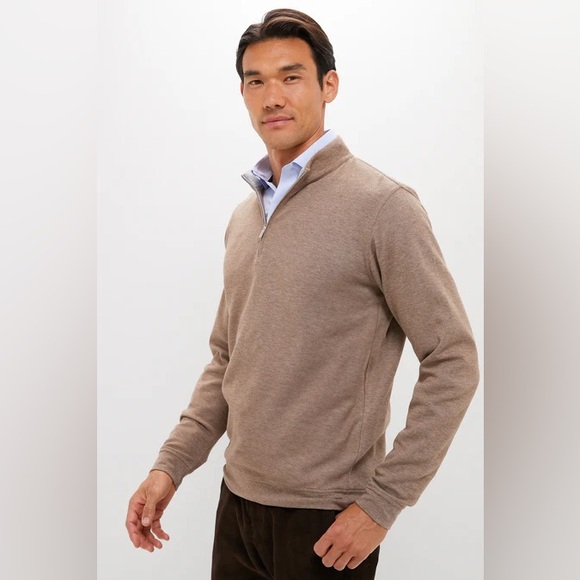 PETER MILLAR CROWN COMFORT QUARTER-ZIP PULLOVER IN POPLAR BROWN - Picture 8 of 11